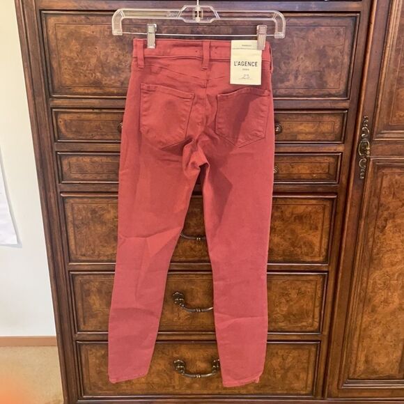 L’AGENCE Margot  woman’s light maroon high rise skinny jeans - Picture 9 of 15